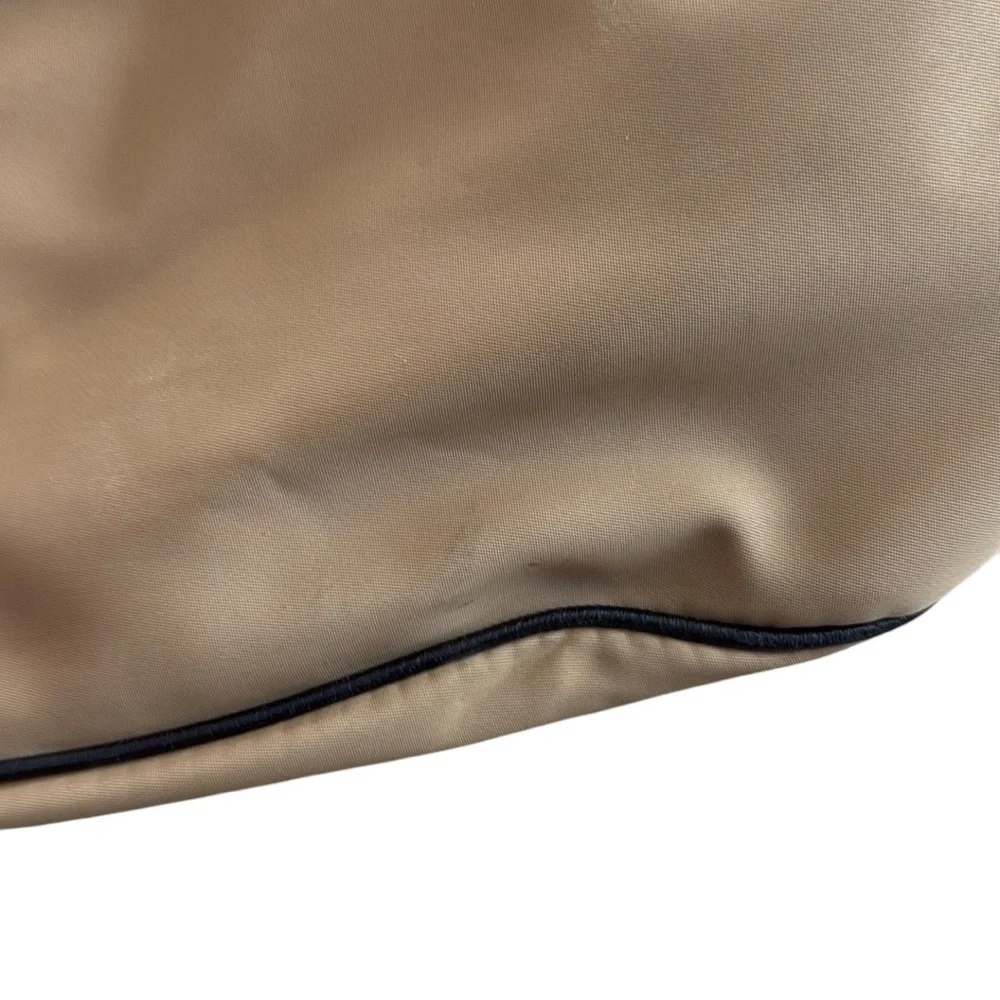Talbots Tan And Black Trim Nylon And Leather Soft Hobo Bag